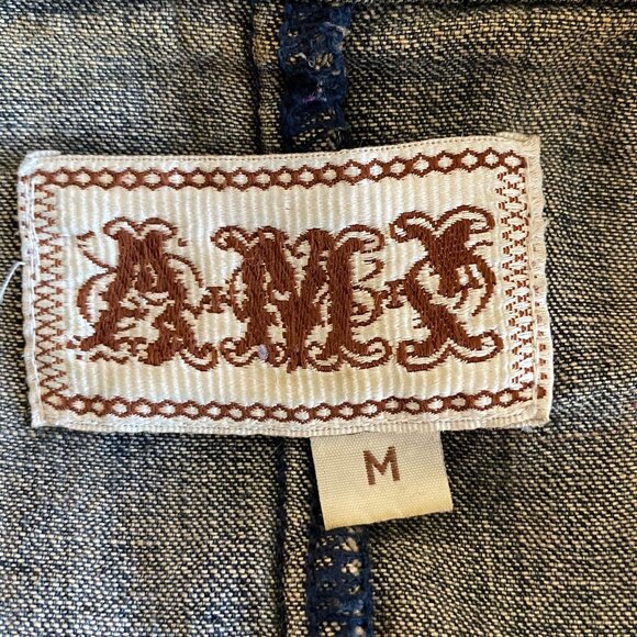 Vintage AMI Denim Fitted Y2K Peplum Jean Jacket Washed Blue Western Grunge 90s-M - Picture 11 of 11